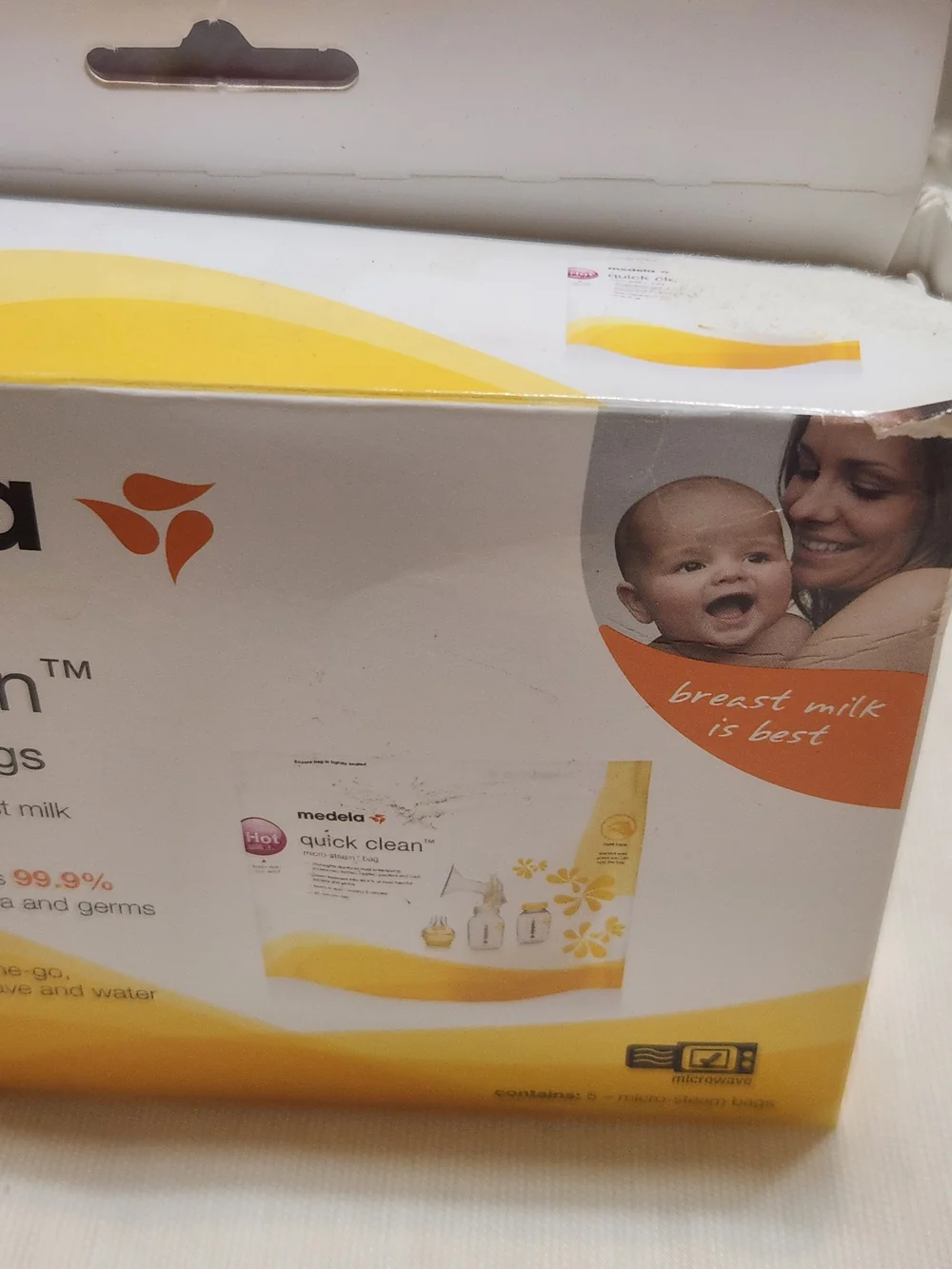 Medela Quick Clean Micro-Steam Bags - White & Yellow Packaging